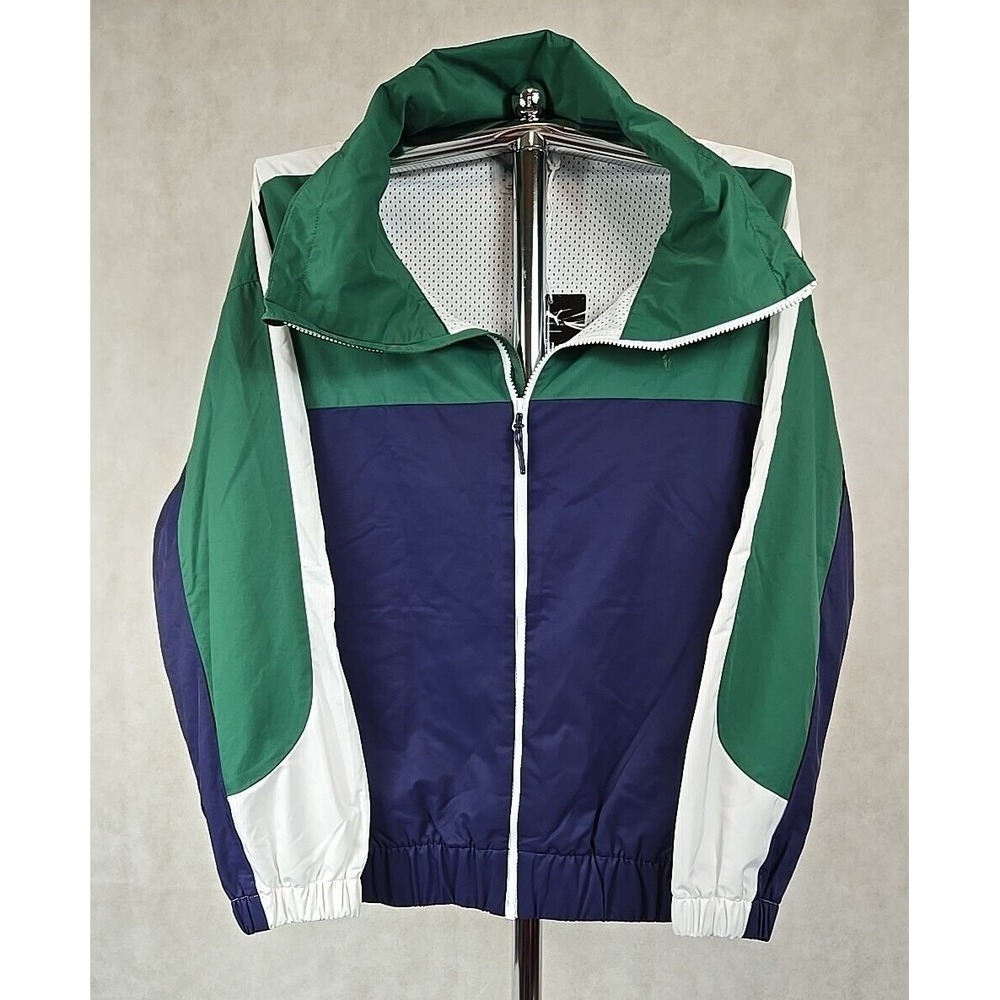 PUMA Jacket‎ Mens Size Medium Ambrose Overtime Hooded Activewear Green Blue NWT